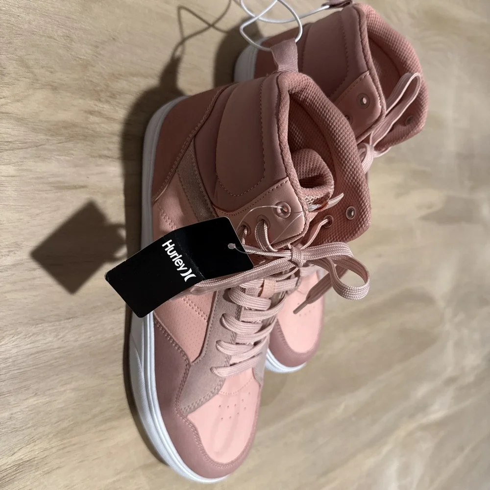 Hurley Breakhigh Shoes Men's Size 11High Top Fashion Sneakers Pink and White NEW